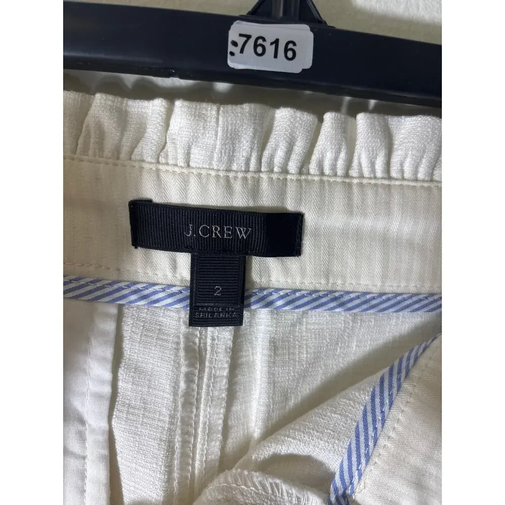 J.Crew White Ruffled Flat Front Shorts Sz 2